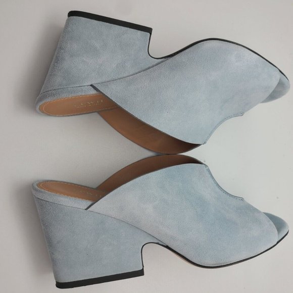 $195 Lewit Heels Sandals Blue Suede Made In Italy EU sz 36,5 US sz 6 - Picture 7 of 9